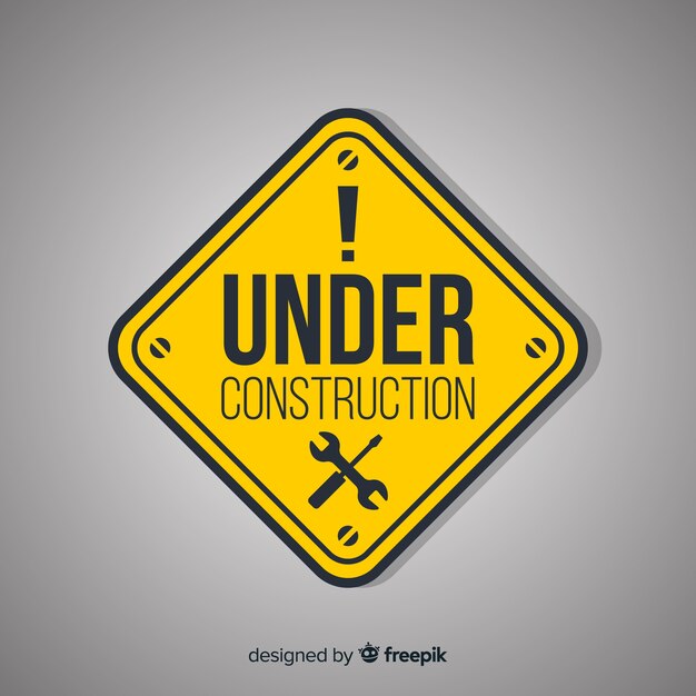 Signo plano amarillo en construcción