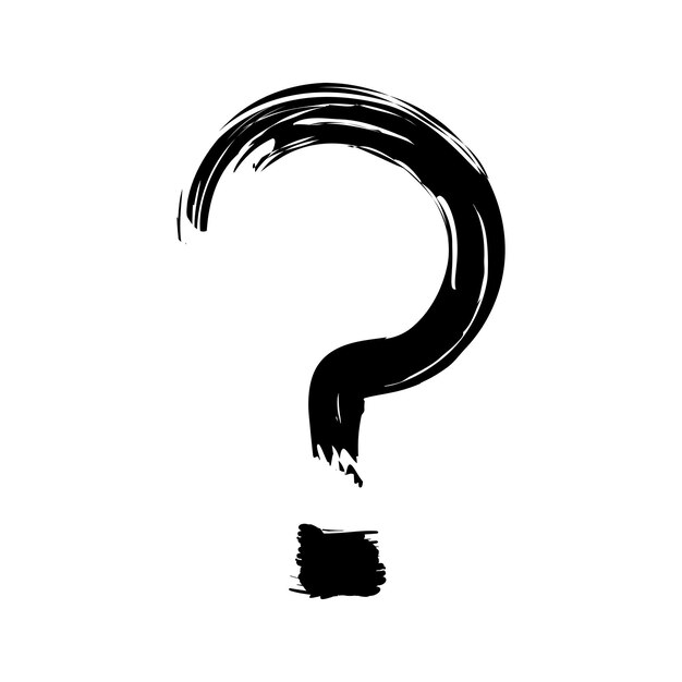 Signo de pregunta pintado a mano en negro