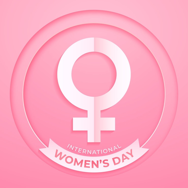 Vector gratuito signo realista del día internacional de la mujer en estilo papel