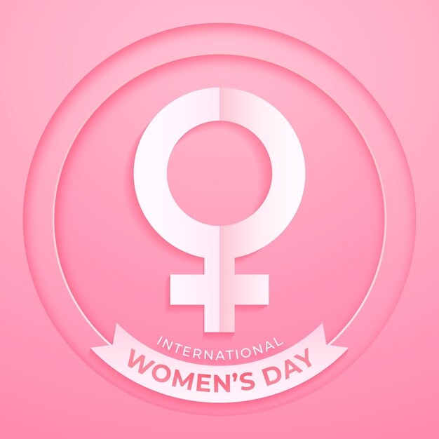 Signo realista del día internacional de la mujer en estilo papel