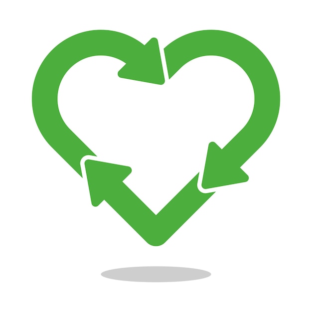 Vector gratuito signo de reciclaje en forma de corazón