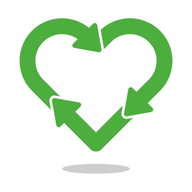 Signo de reciclaje en forma de corazón