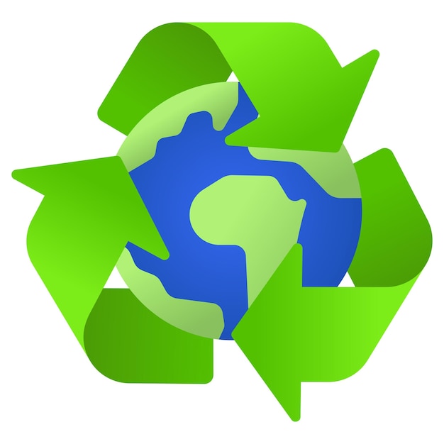 Signo de reciclaje verde alrededor de la tierra