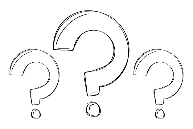 Signos de interrogación dibujados a mano negro