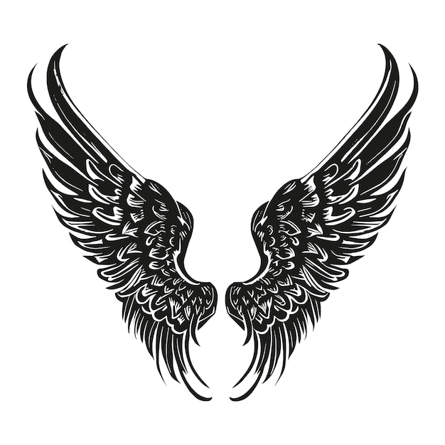 Silhueta de alas de ángel dibujada a mano