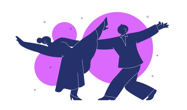 Silhueta de baile de salón dibujada a mano