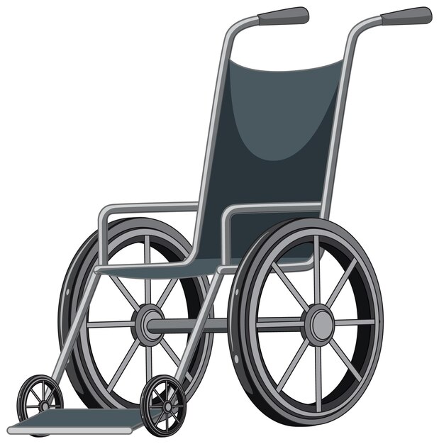 Una silla de ruedas sobre fondo blanco.
