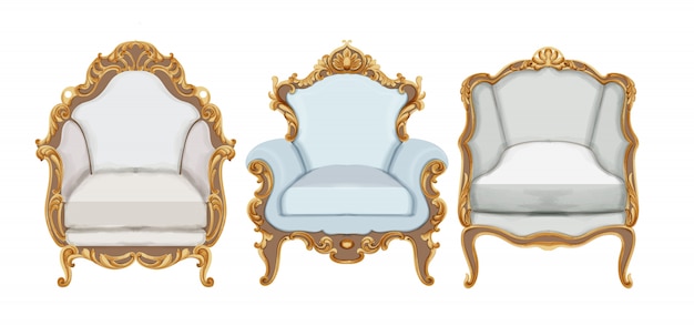 Sillas de estilo barroco con elegante decoración dorada