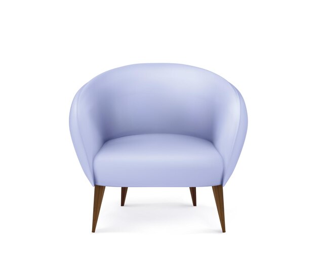 Sillón azul aislado sobre fondo blanco