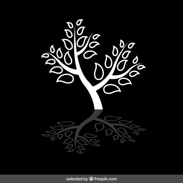 Vector gratuito silueta aislada de árbol blanco