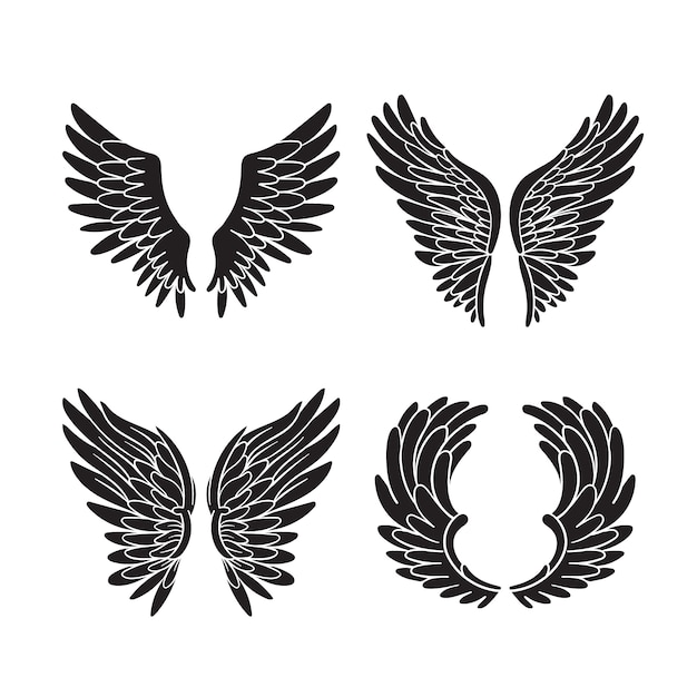 Vector gratuito silueta de alas de ángel dibujadas a mano