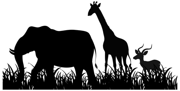 silueta, animal, en, naturaleza, fondo blanco