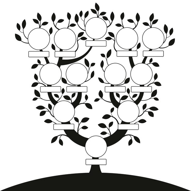 Silueta de árbol genealógico dibujado a mano