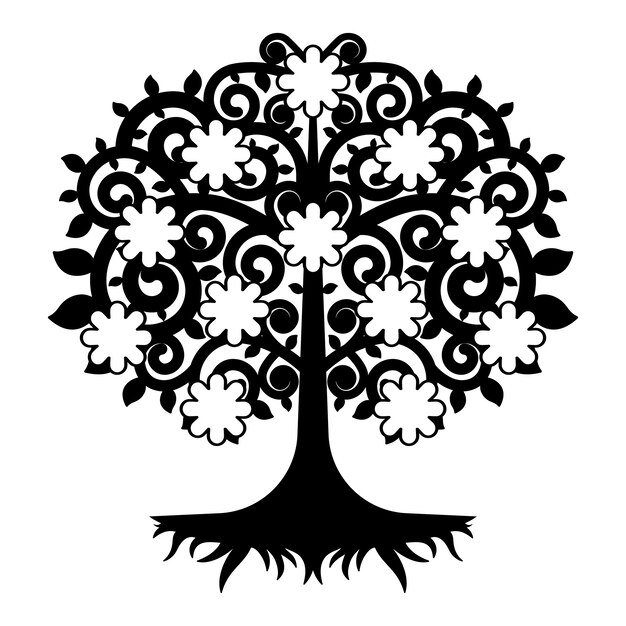 Silueta de árbol genealógico de diseño plano