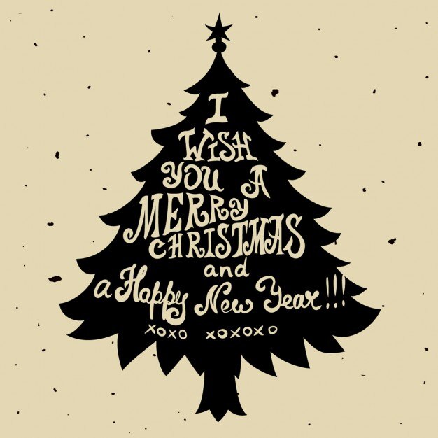 Silueta de un árbol de navidad con letras