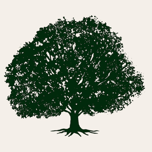 Silueta de árbol de roble de diseño plano