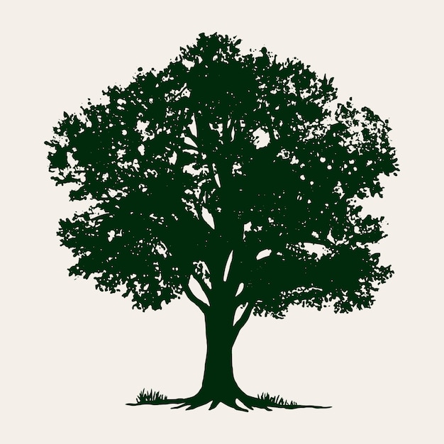 Silueta de árbol de roble de diseño plano