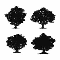 Vector gratuito silueta de árbol de roble de diseño plano