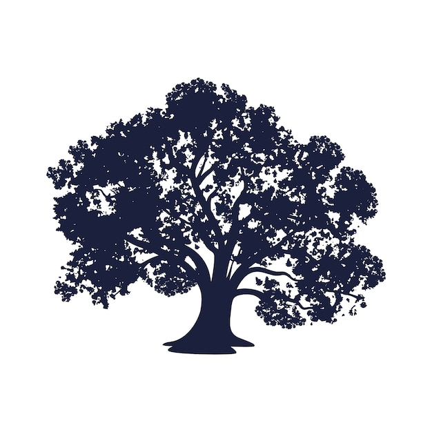 Silueta de árbol de roble de diseño plano