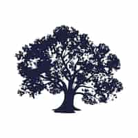 Vector gratuito silueta de árbol de roble de diseño plano