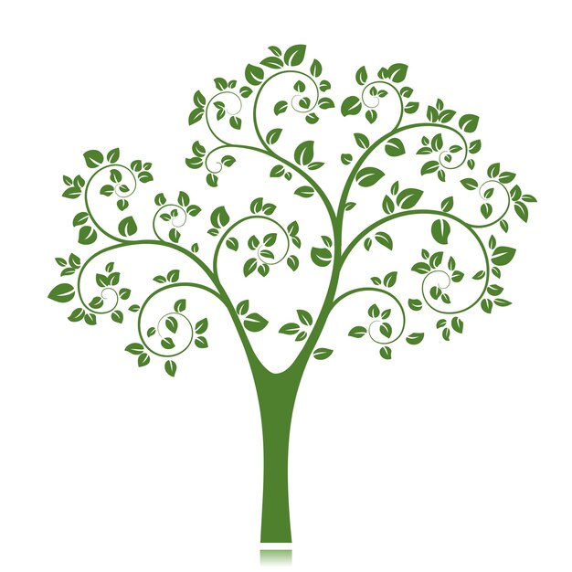 Silueta de árbol verde aislado