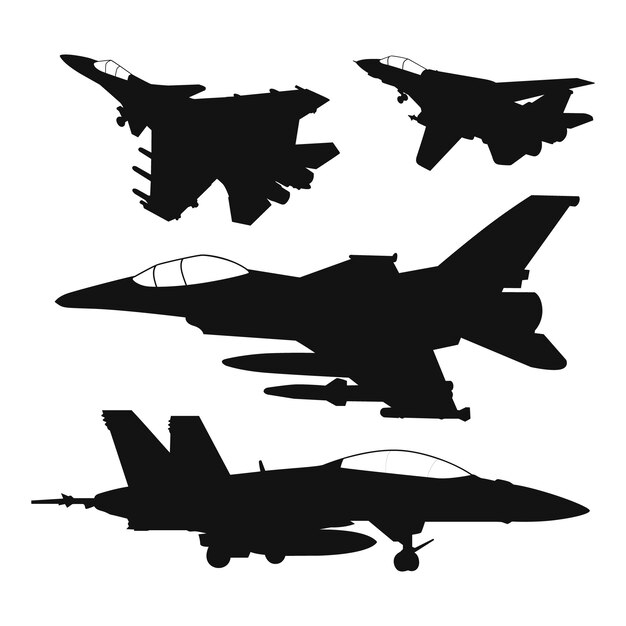 Silueta de avión de combate dibujada a mano