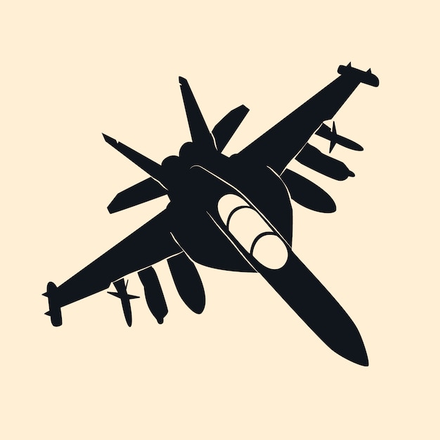 Silueta de avión de combate de diseño plano