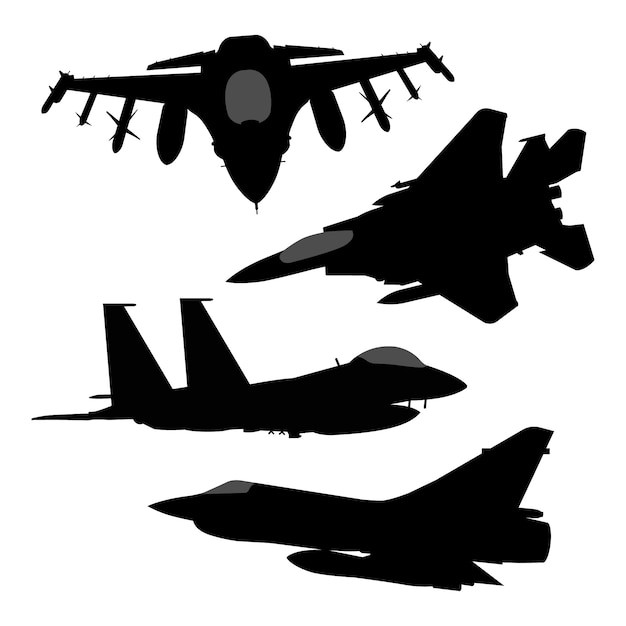 Silueta de avión de combate de diseño plano