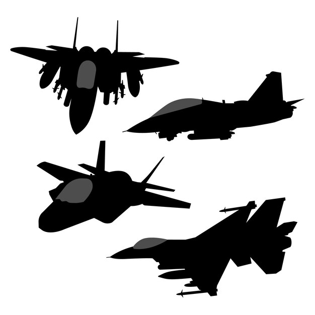 Silueta de avión de combate de diseño plano