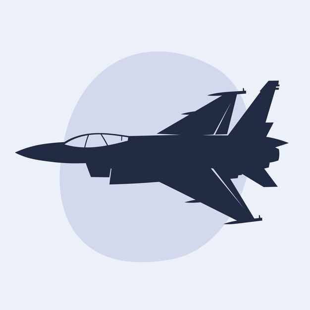 Silueta de avión de combate de diseño plano
