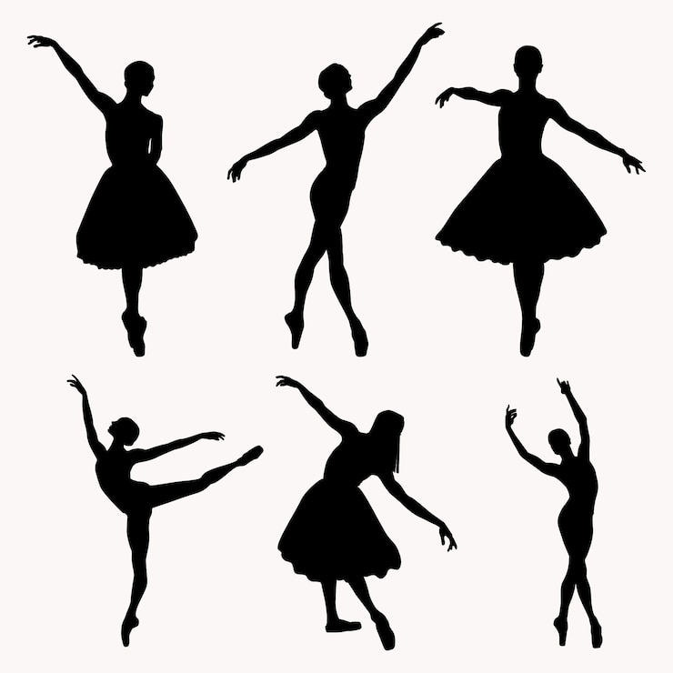 Vector gratuito silueta de bailarina plana de baile