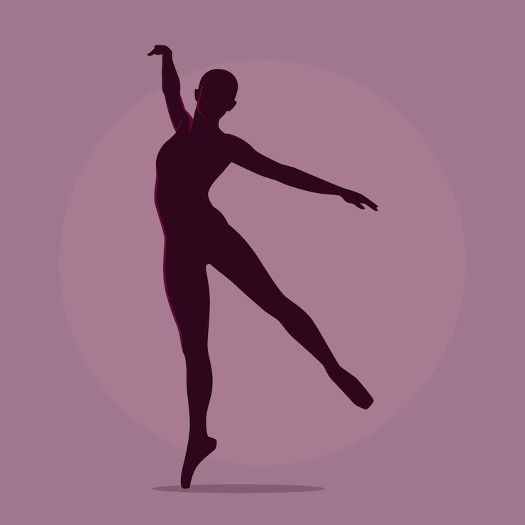 Vector gratuito silueta de bailarina plana dibujada a mano