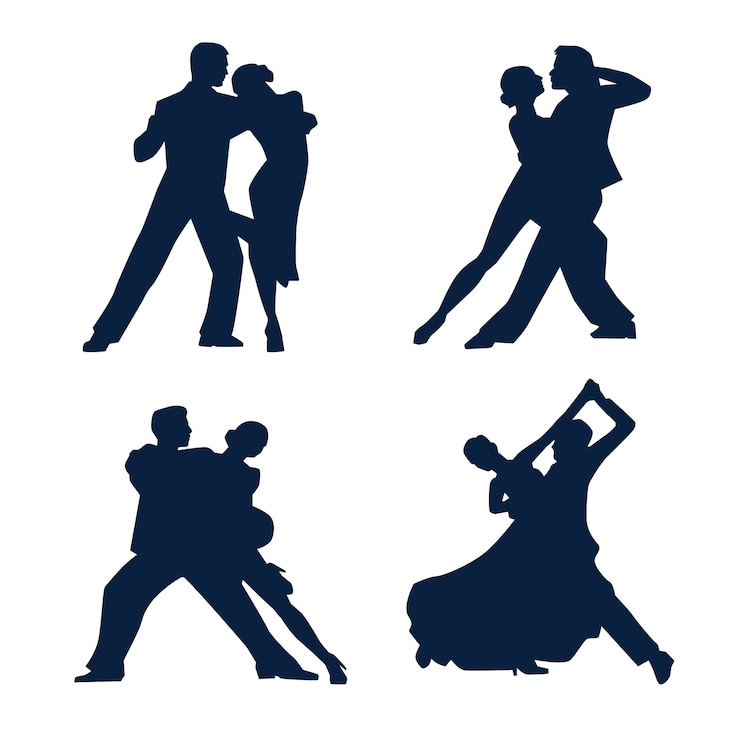 Vector gratuito silueta de baile de salón dibujada a mano