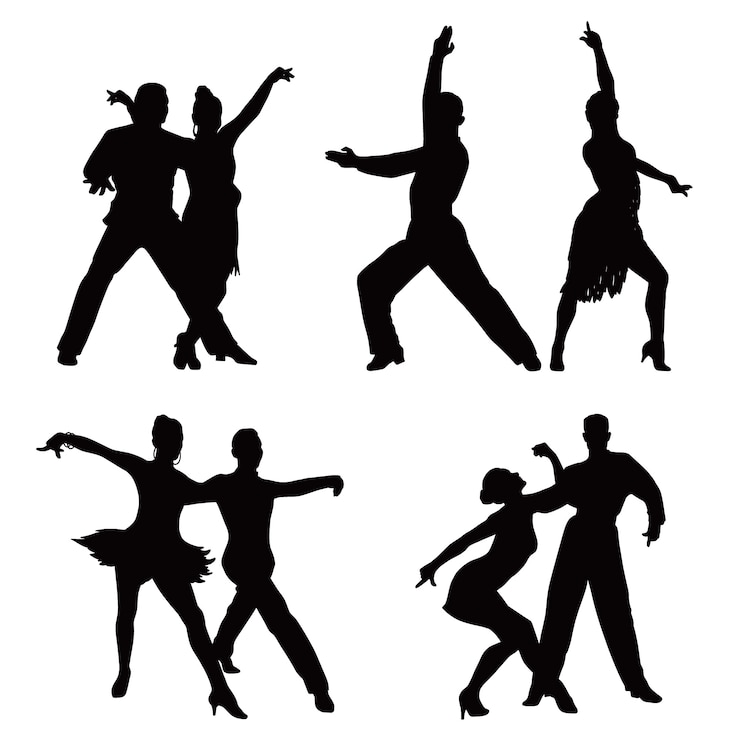 Vector gratuito silueta de baile de salón dibujada a mano