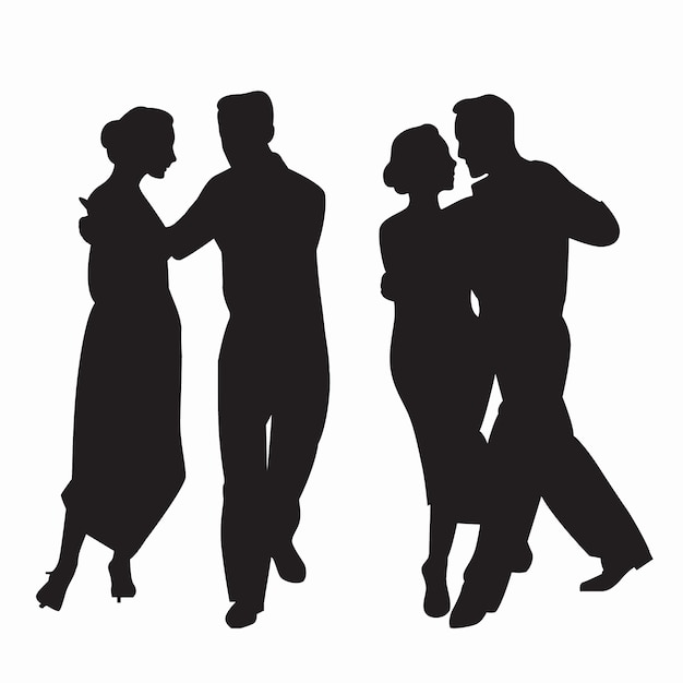 Silueta de baile de salón dibujada a mano