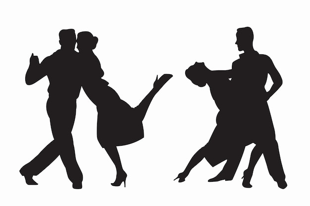 Silueta de baile de salón dibujada a mano