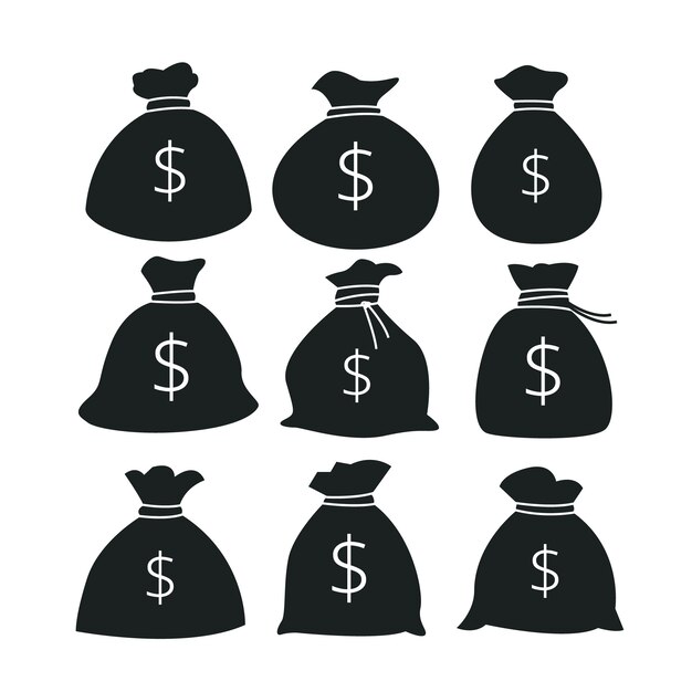 Silueta de bolsa de dinero dibujada a mano
