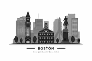 Vector gratuito silueta de boston de diseño plano