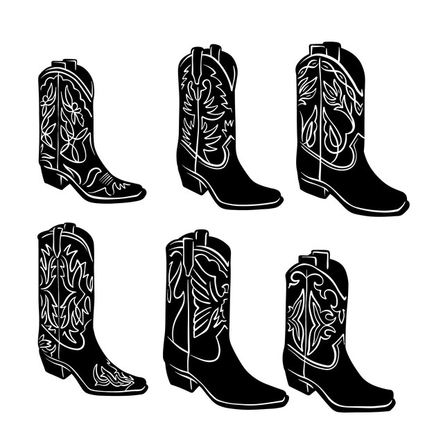 Silueta de botas de vaquero dibujada a mano