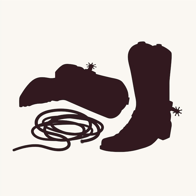 Silueta de botas de vaquero dibujada a mano