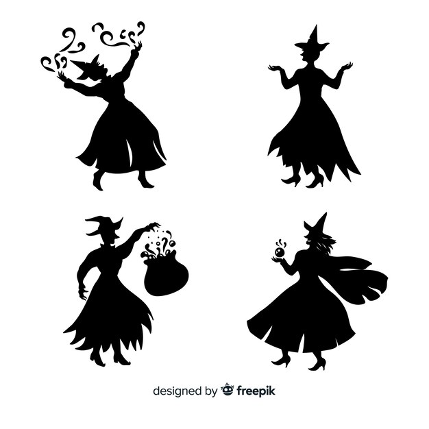 Silueta de una bruja de halloween