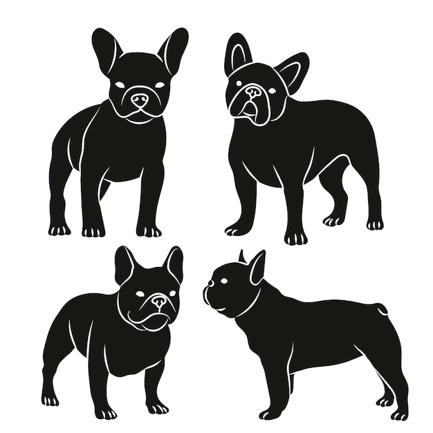 Vector gratuito silueta de bulldog dibujada a mano