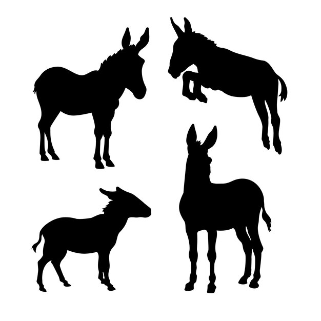 Silueta de burro dibujada a mano