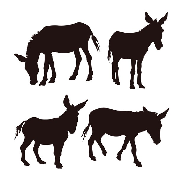 Silueta de burro dibujada a mano