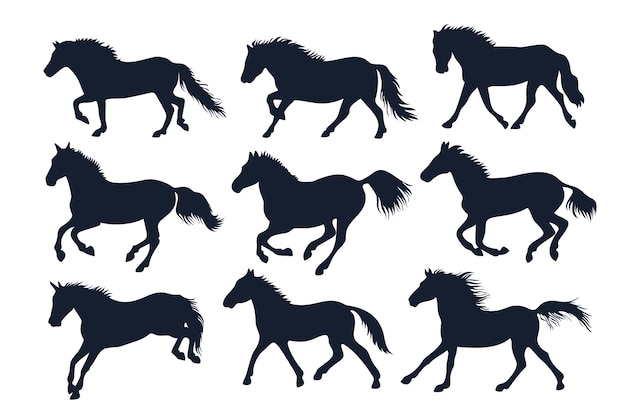 Silueta de caballo corriendo dibujada a mano