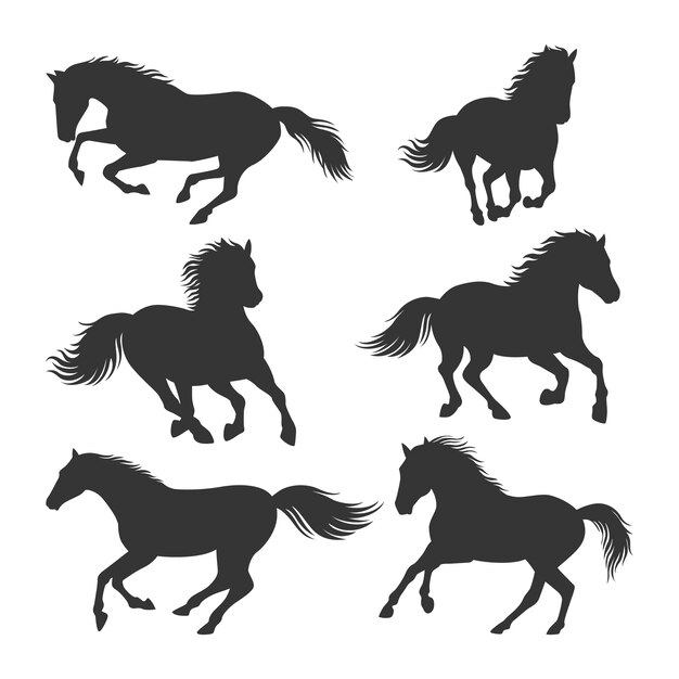 Silueta de caballo corriendo dibujada a mano