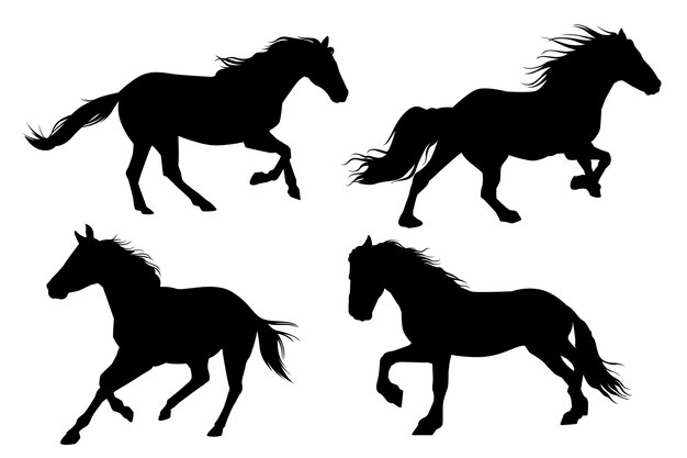 Silueta de caballo corriendo dibujada a mano