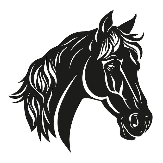 Vector gratuito silueta de cabeza de caballo dibujada a mano