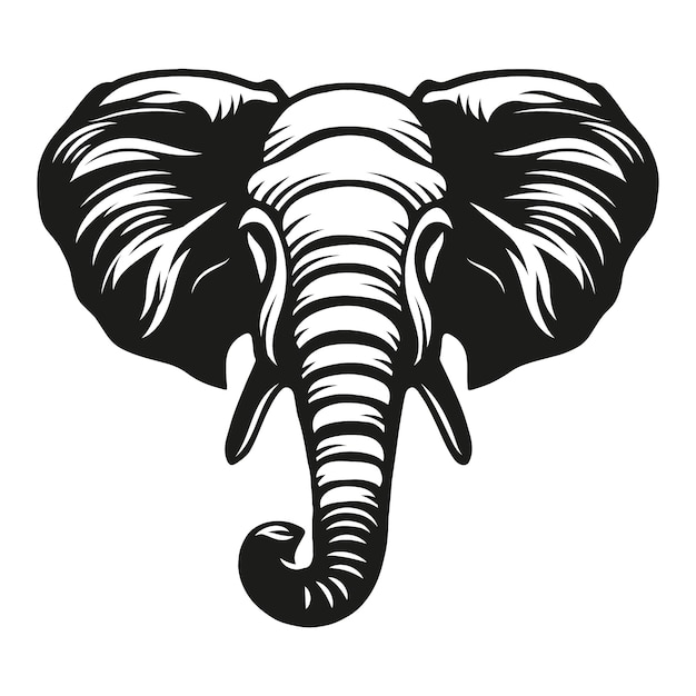 Silueta de cabeza de elefante dibujada a mano