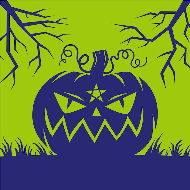 Vector gratuito silueta de calabaza de halloween dibujada a mano